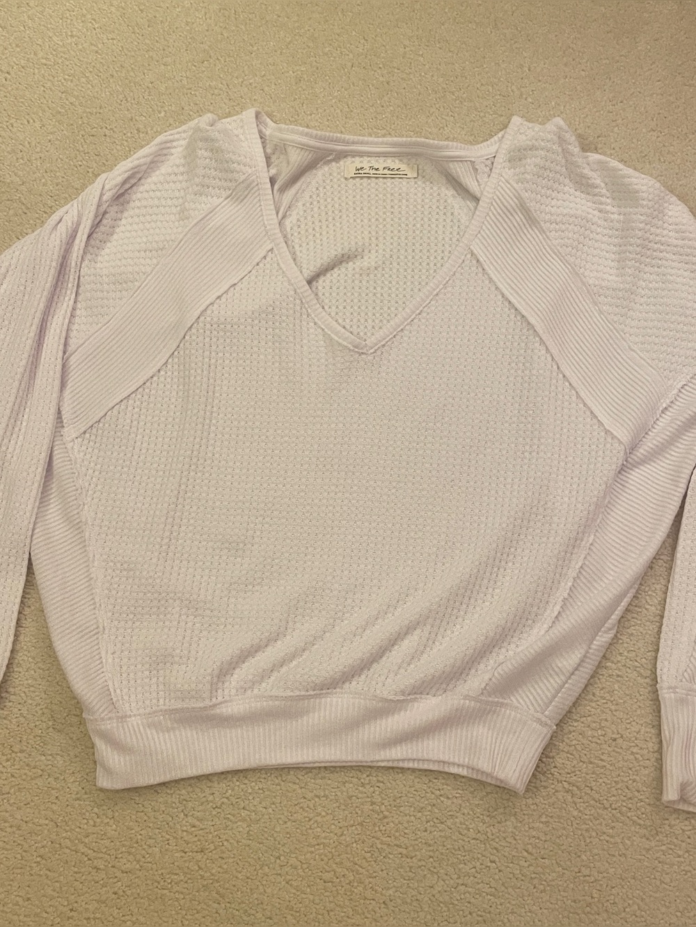 Free People white Santa Clara V-Neck Thermal Women's Sweater
